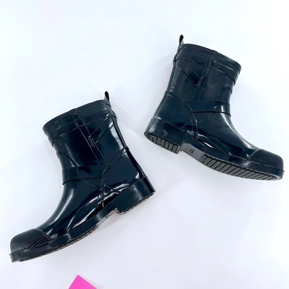 Coach Navy Glossy Rain Boots